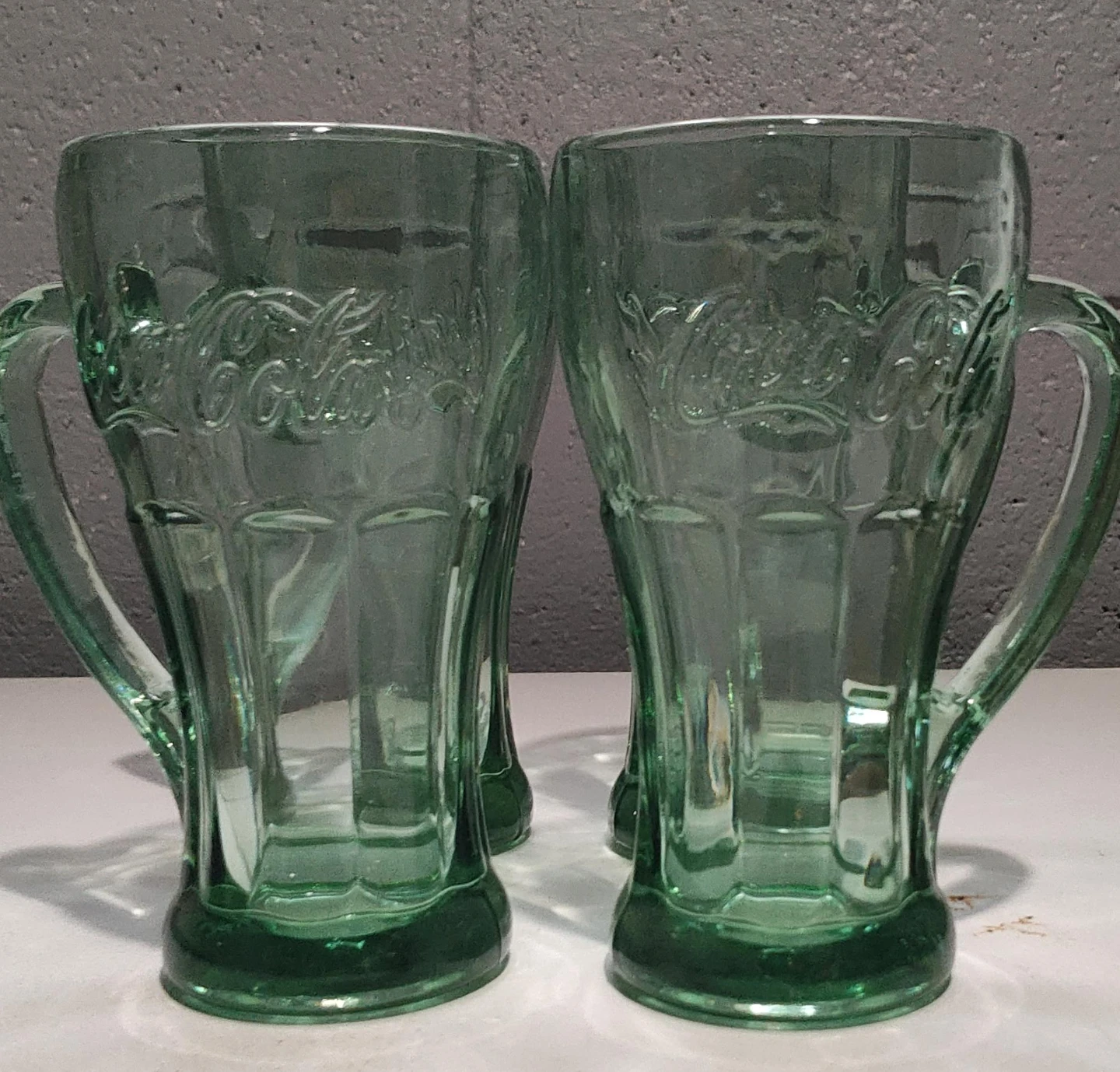 Set of 4 Green Coca-Cola Glass Mugs