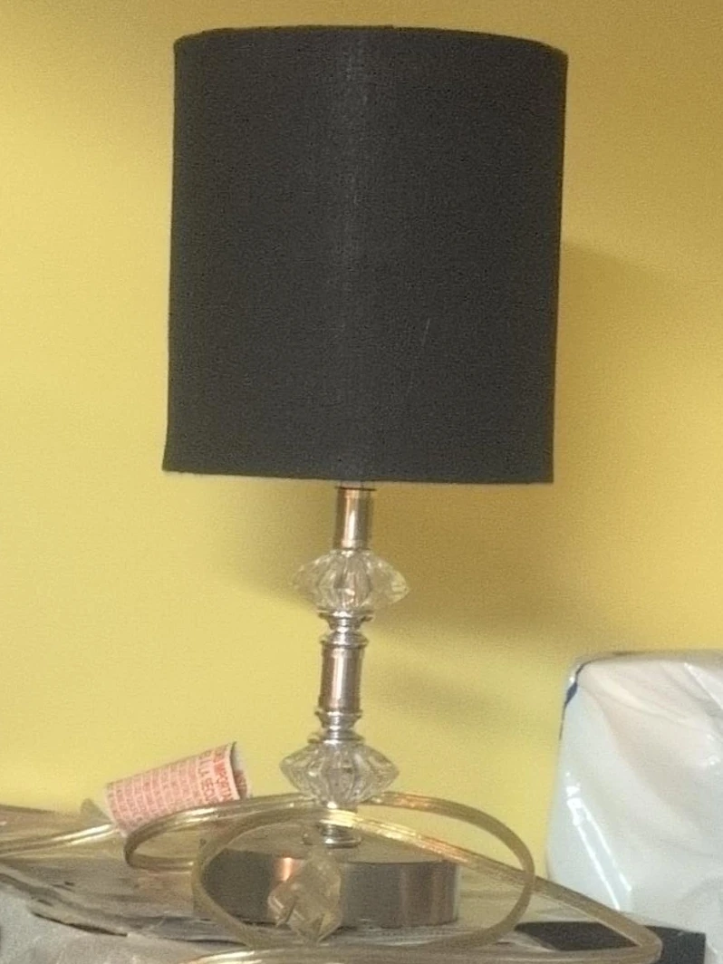 Table Lamp with Black Shade and Crystal Accents
