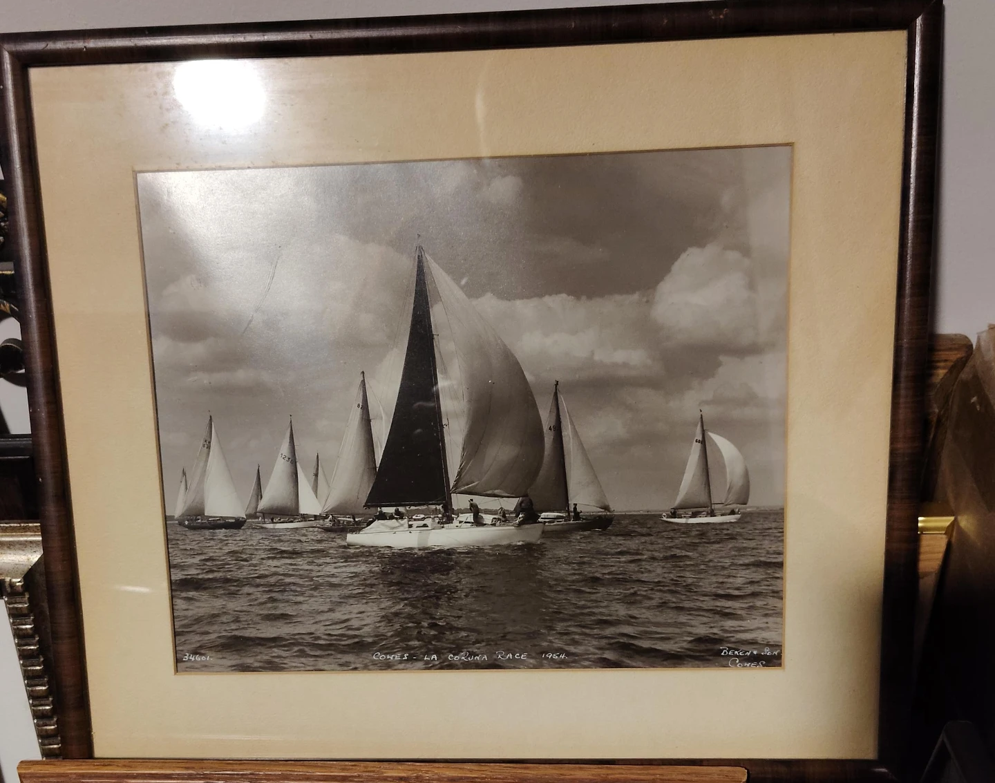Framed Photograph of Sailboats Racing - 1954