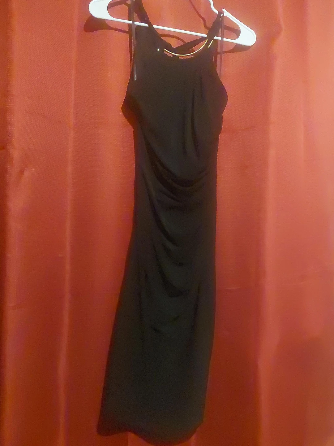 Black Ruched Midi Dress