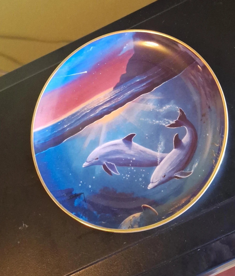 Decorative Plate with Dolphins
