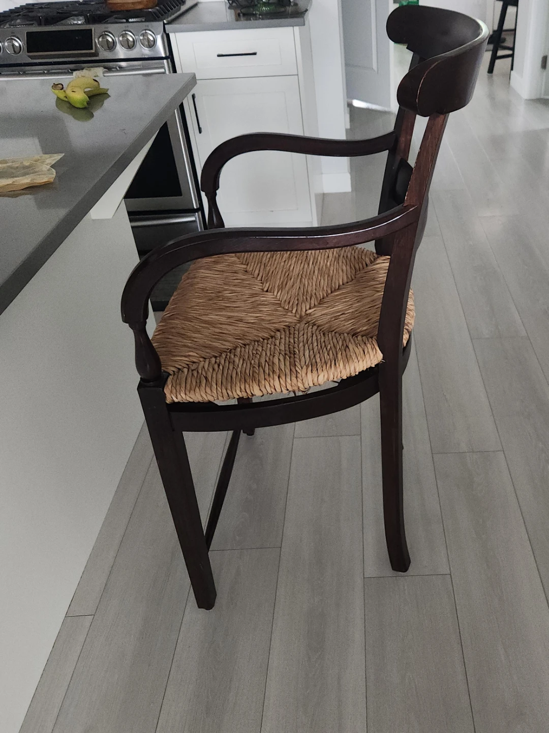 2 Wooden Armchairs with Woven Seat