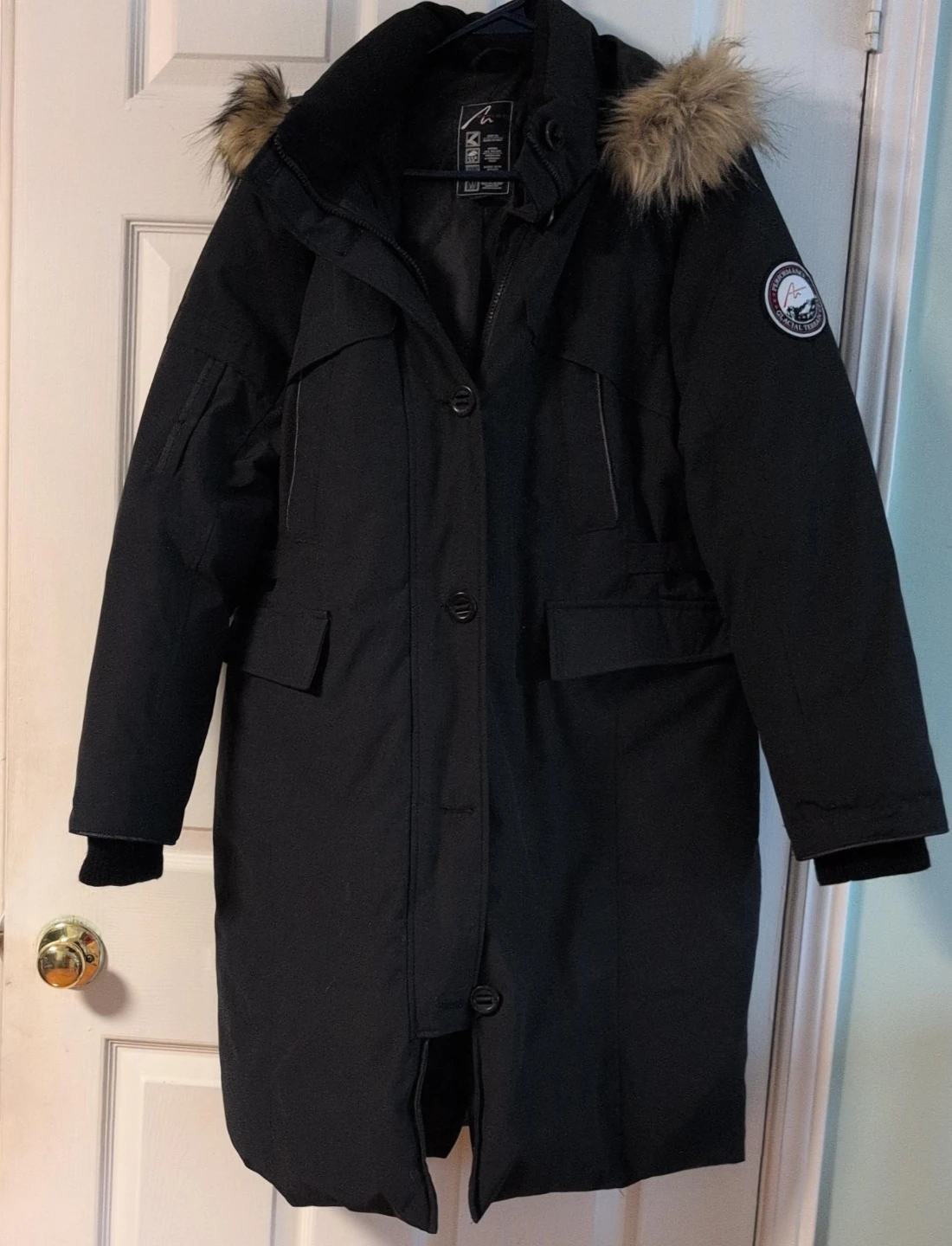 Black Parka Jacket with Fur Hood