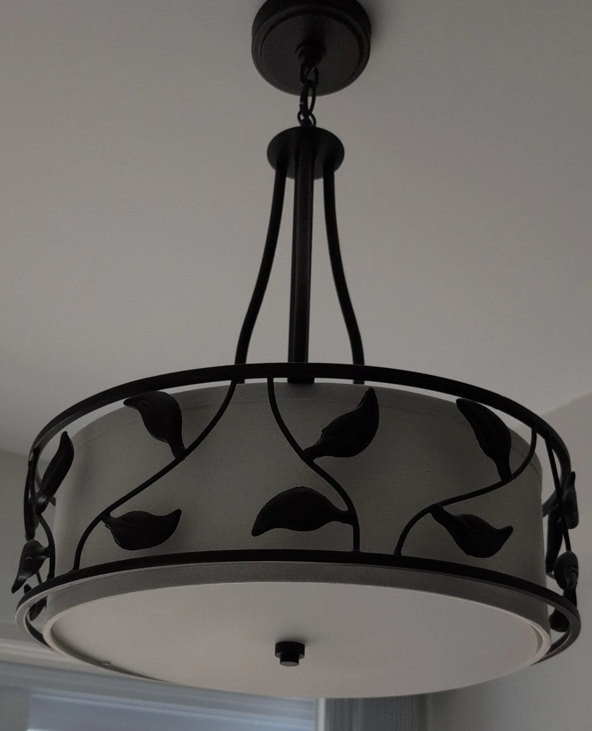 Drum Pendant Light Fixture with Leaf Design