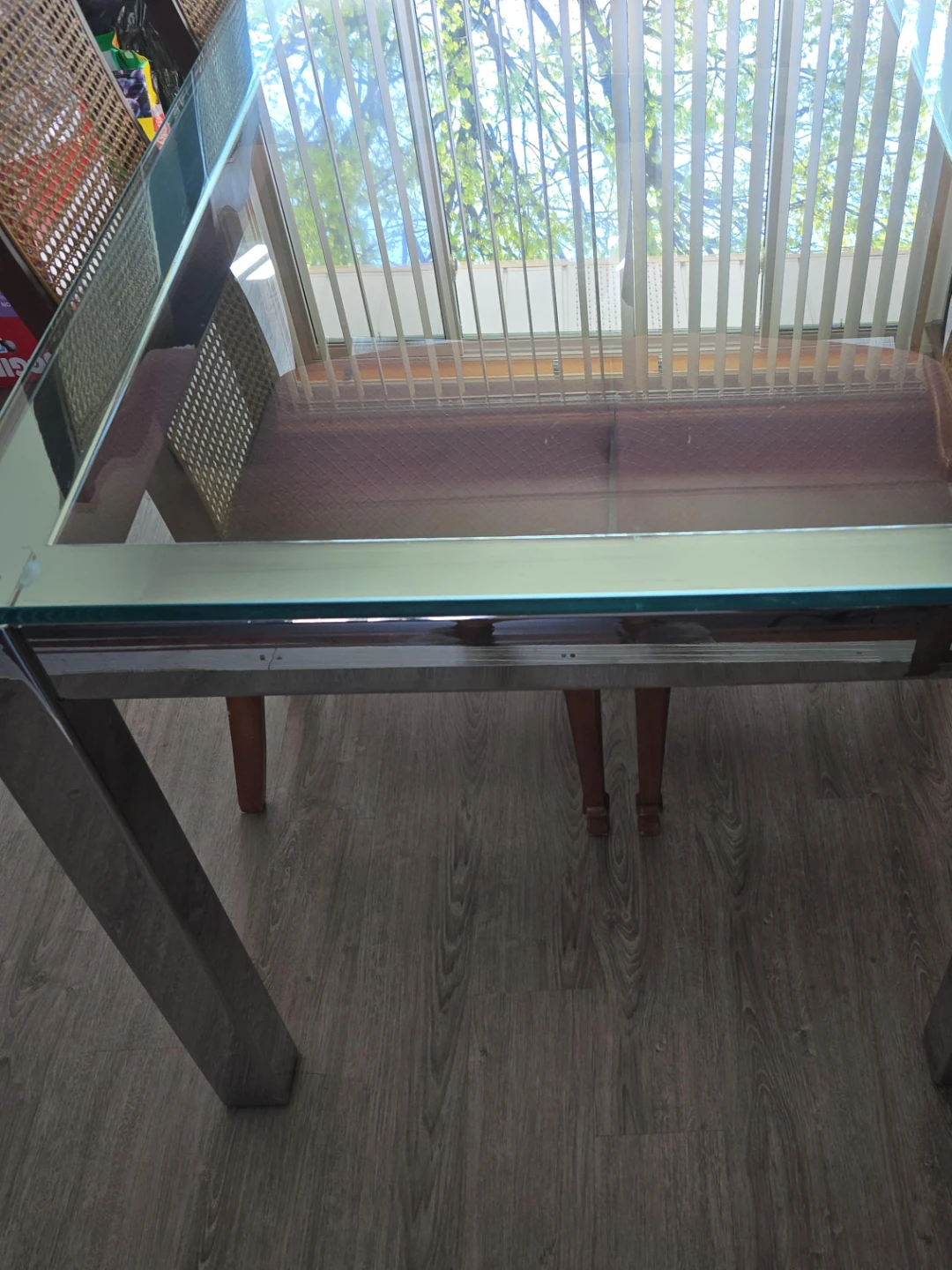 Glass Top Dining Table with Metal Frame