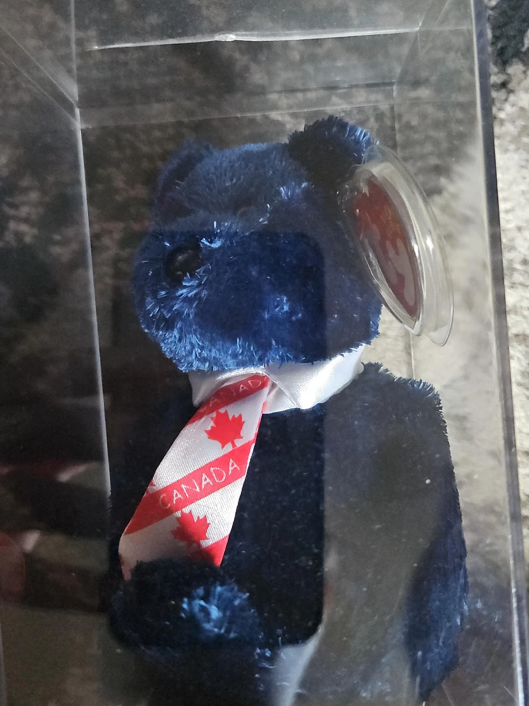 Blue Beanie Baby Bear with Canada Scarf