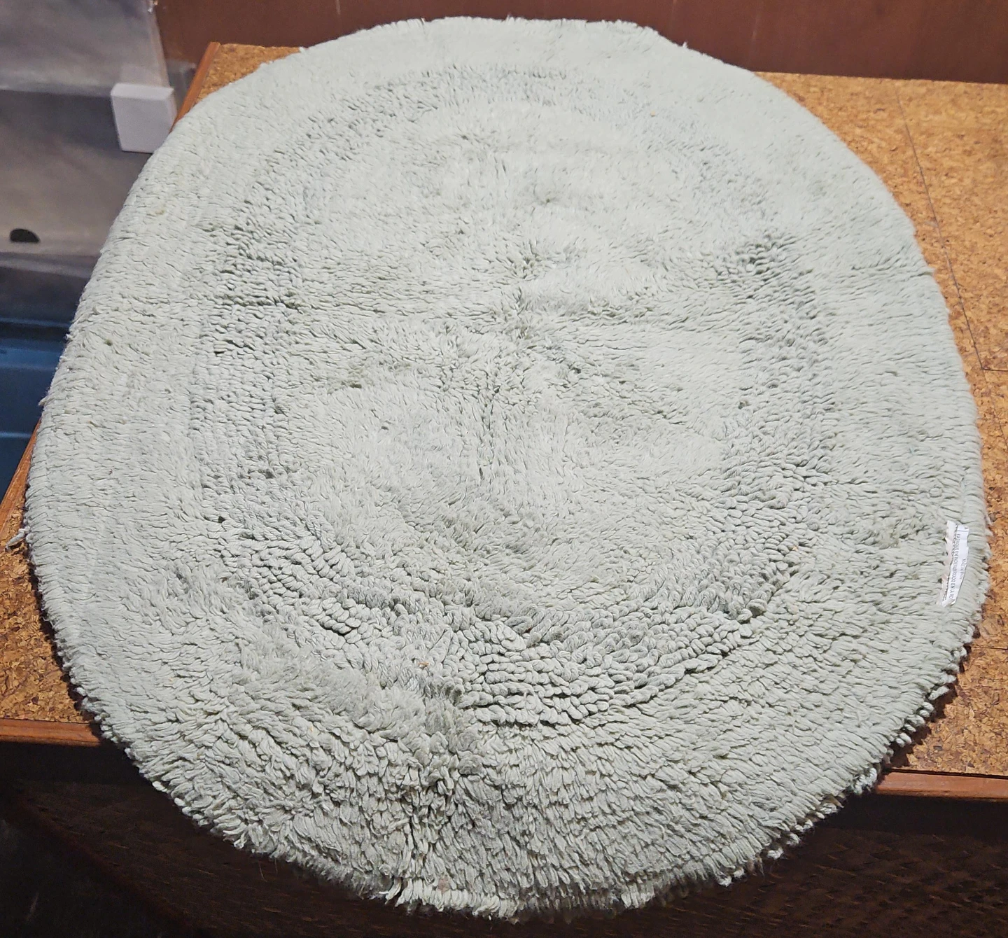 Light Blue Oval Shag Bath Mat Rug