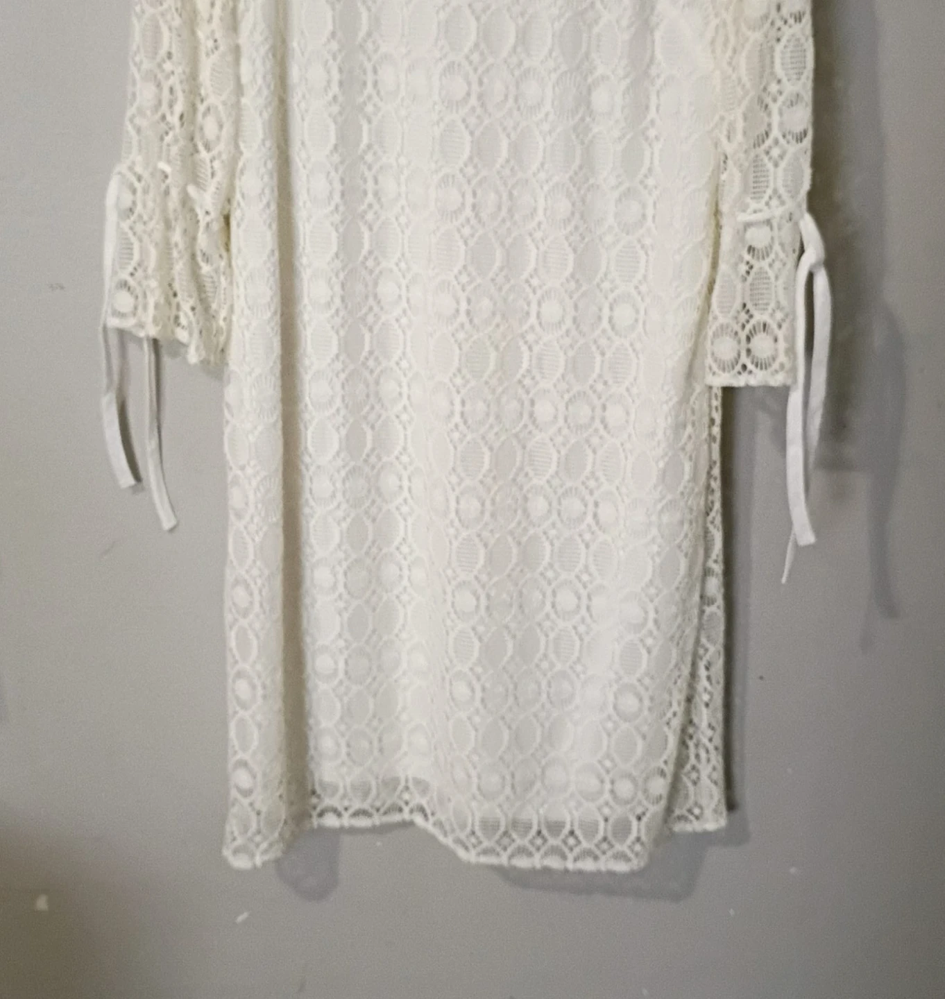 White Lace Dress with Bell Sleeves