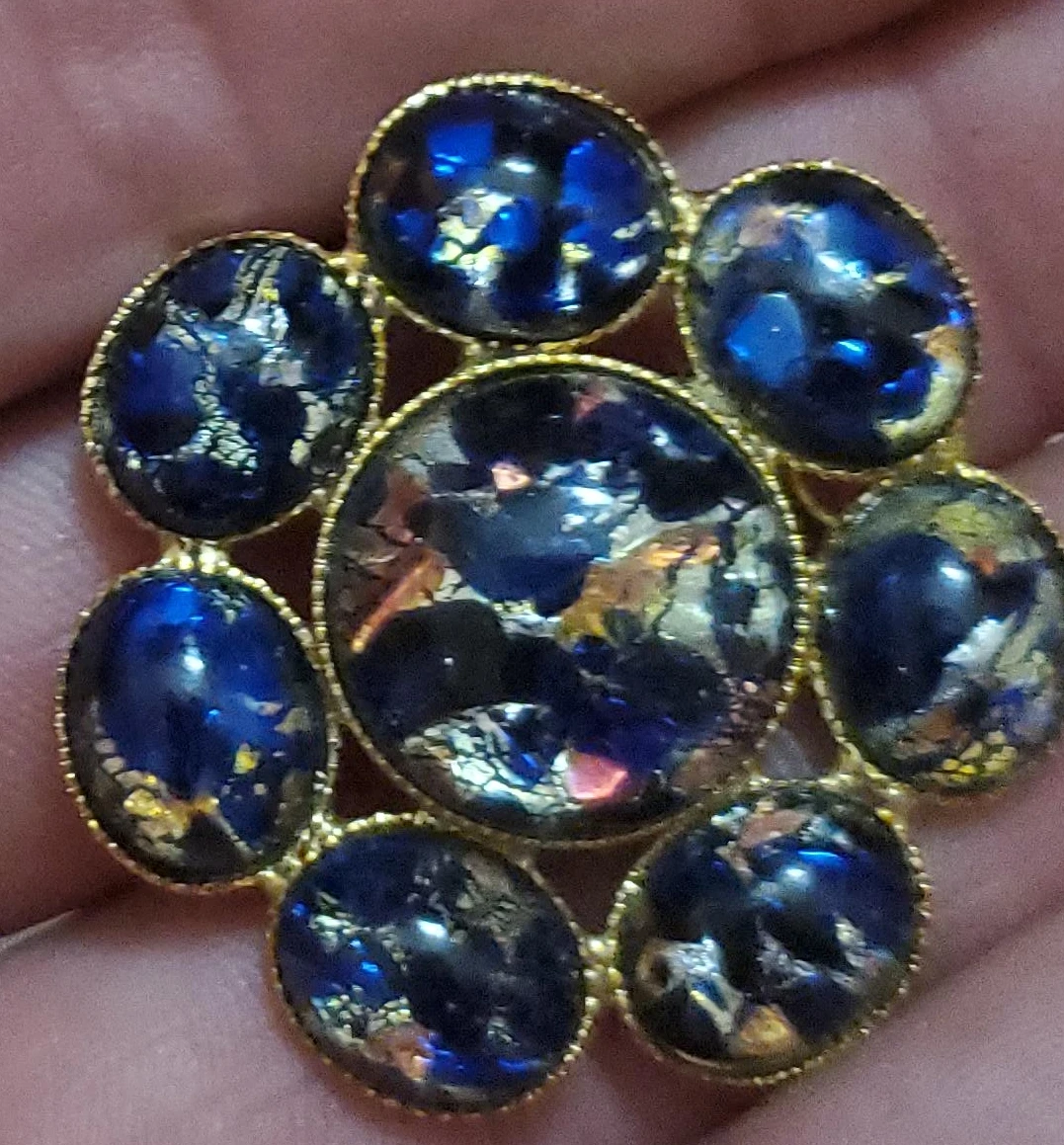 Brooch with Blue and Gold Inlay