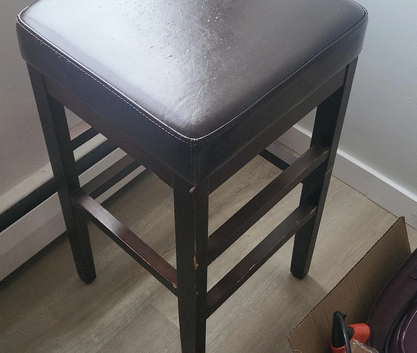 Dark Brown Faux Leather Bar Stools