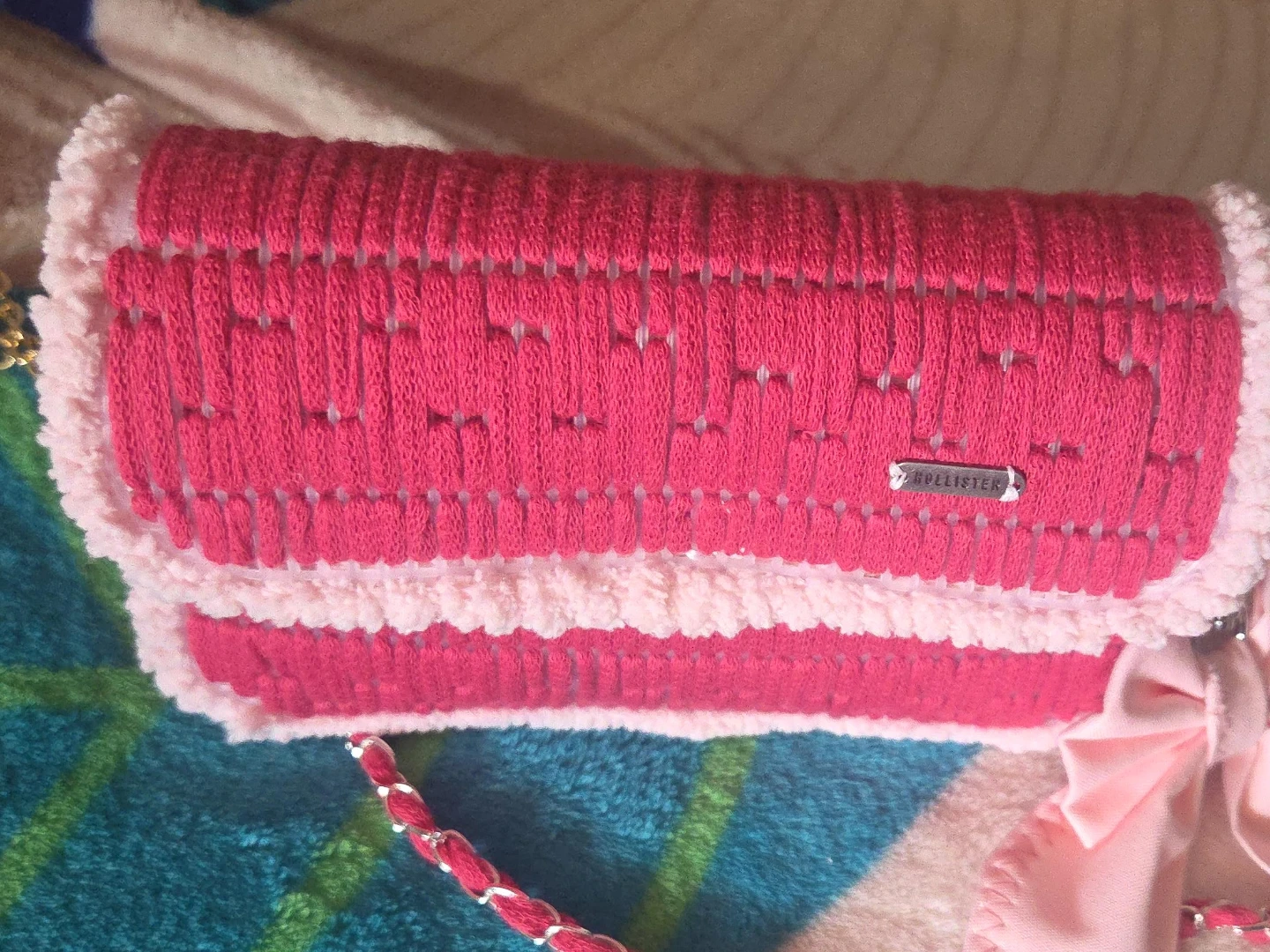 Hollister Pink Knit Clutch Purse