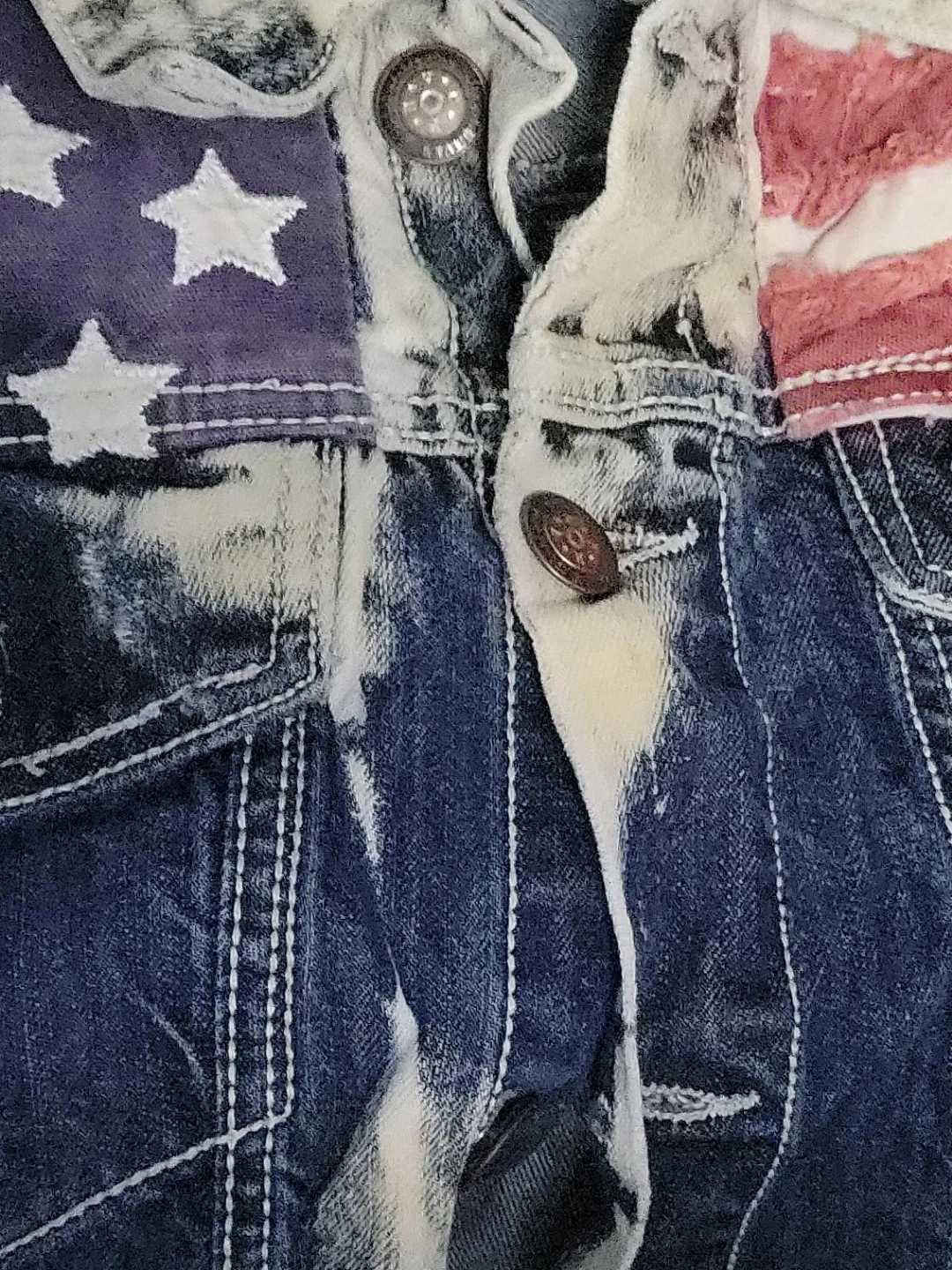 American Flag Distressed Denim Jacket
