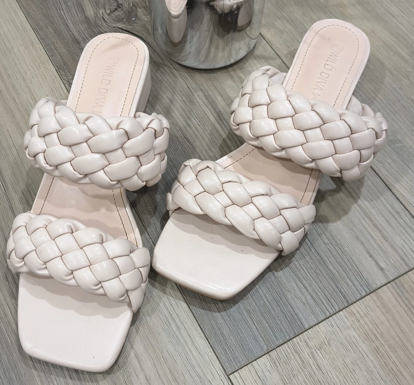 Wild Diva Braided Slide Sandals - Beige