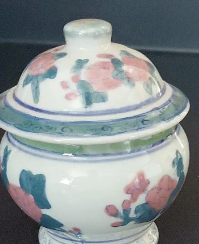 Small Lidded Decorative Pot with Floral Design