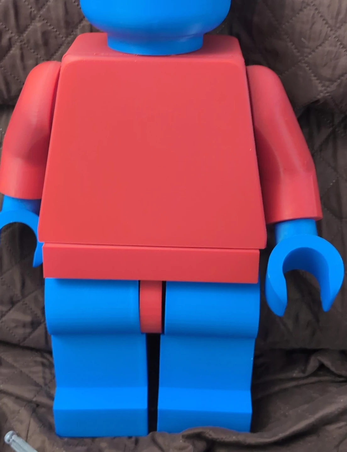 Giant Red and Blue Lego-Style Figure