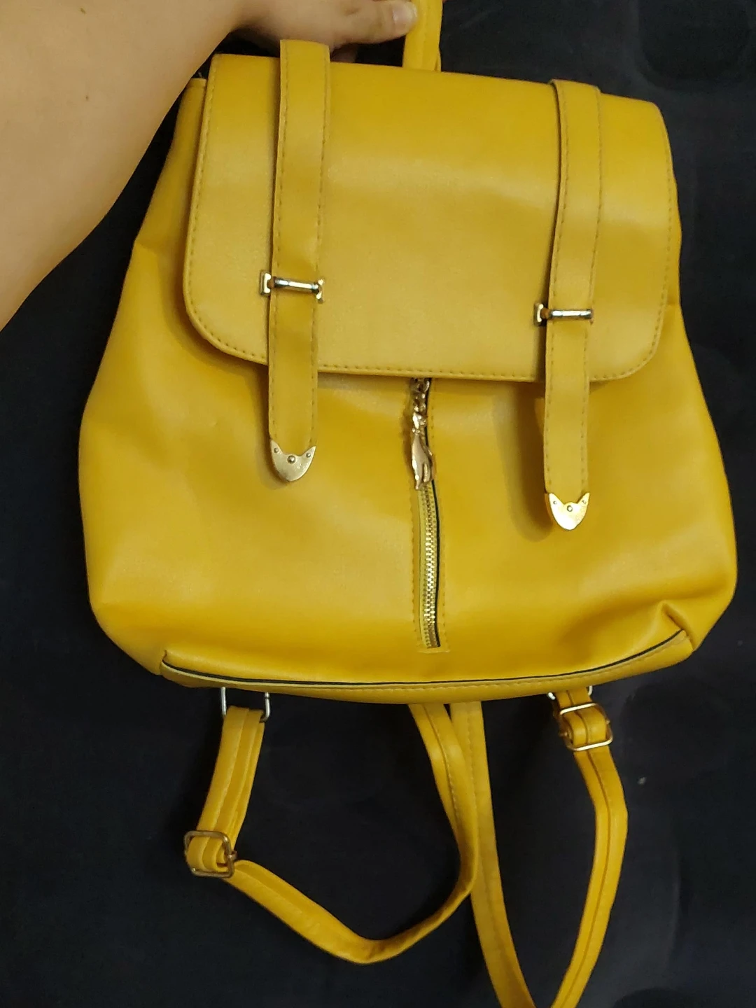 Yellow Faux Leather Backpack