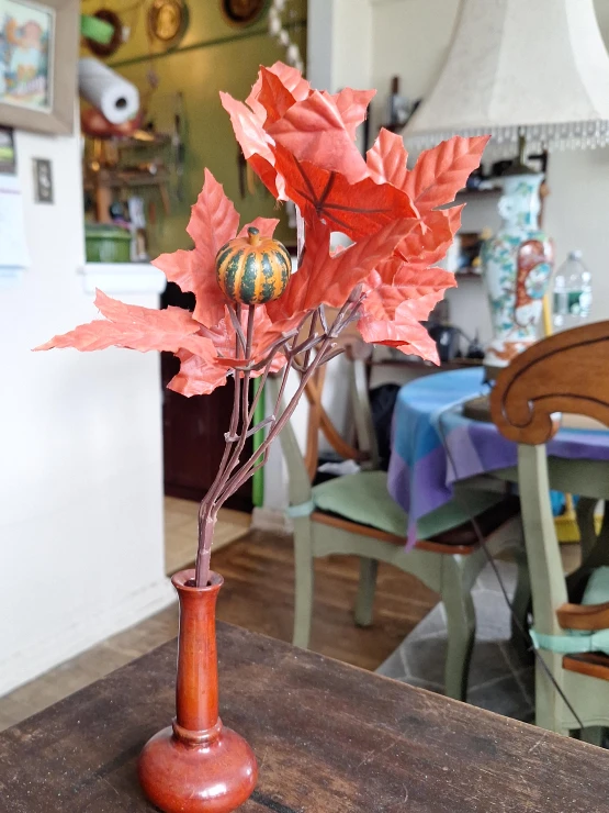 California Red Wood Burl w autumn arrangement
