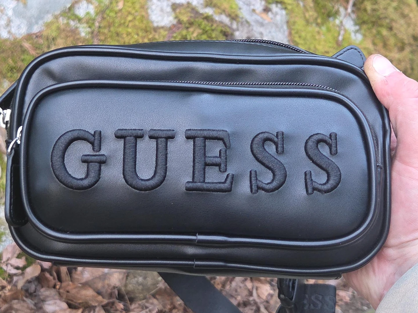 GUESS Black Faux Leather Fanny Pack / Crossbody Bag