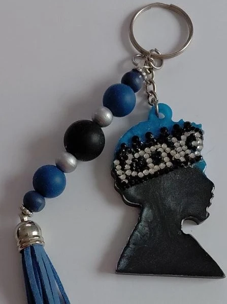 Silhouette Head Tassel Keychain