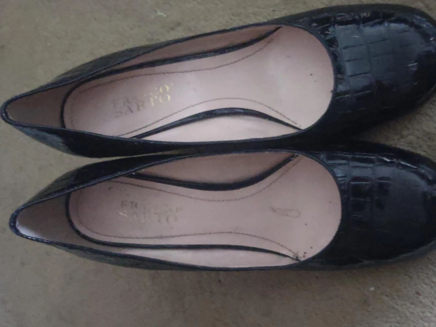 Franco Sarto Black Croc Embossed Wedge Heels