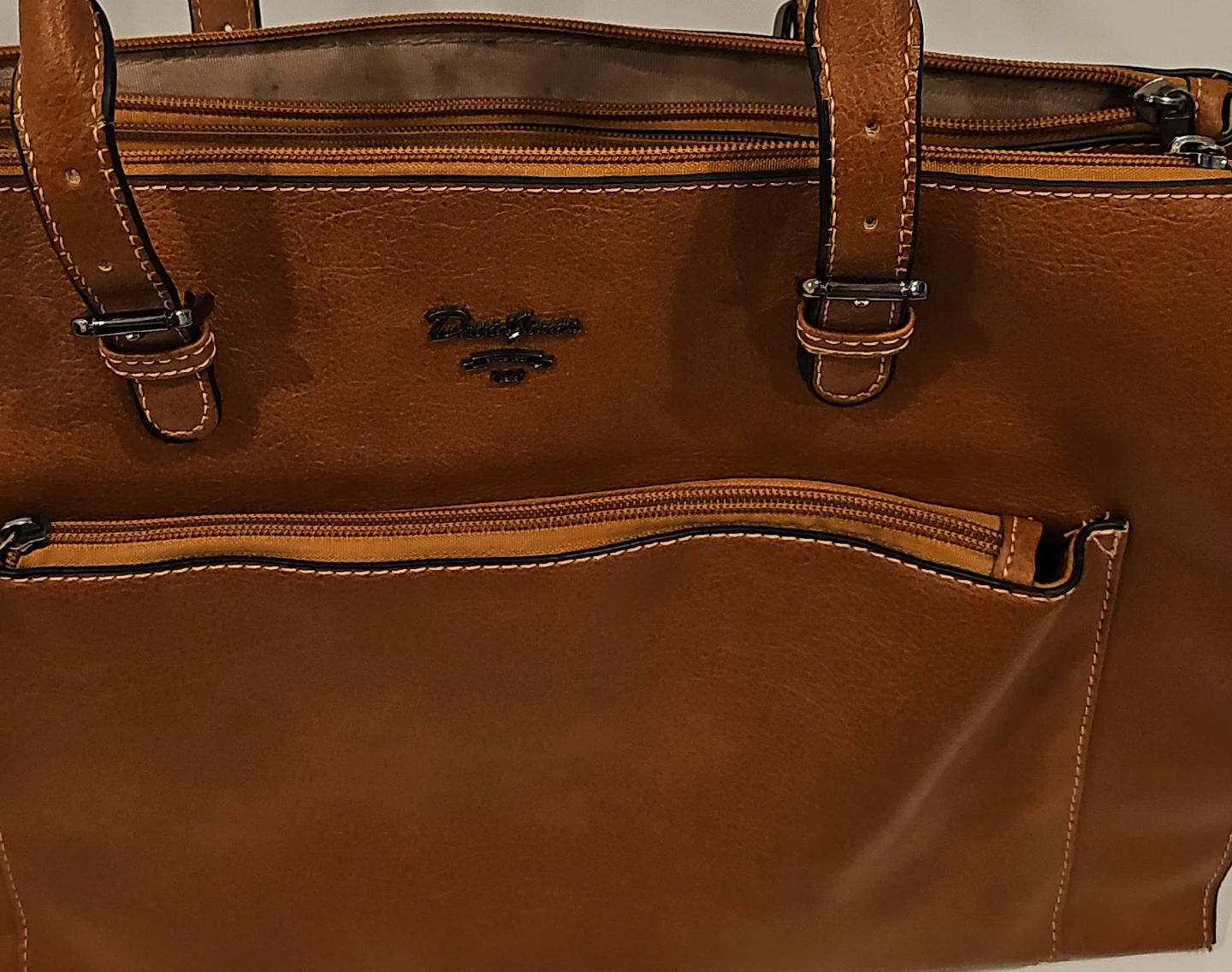 David Jones Brown Faux Leather Tote Bag