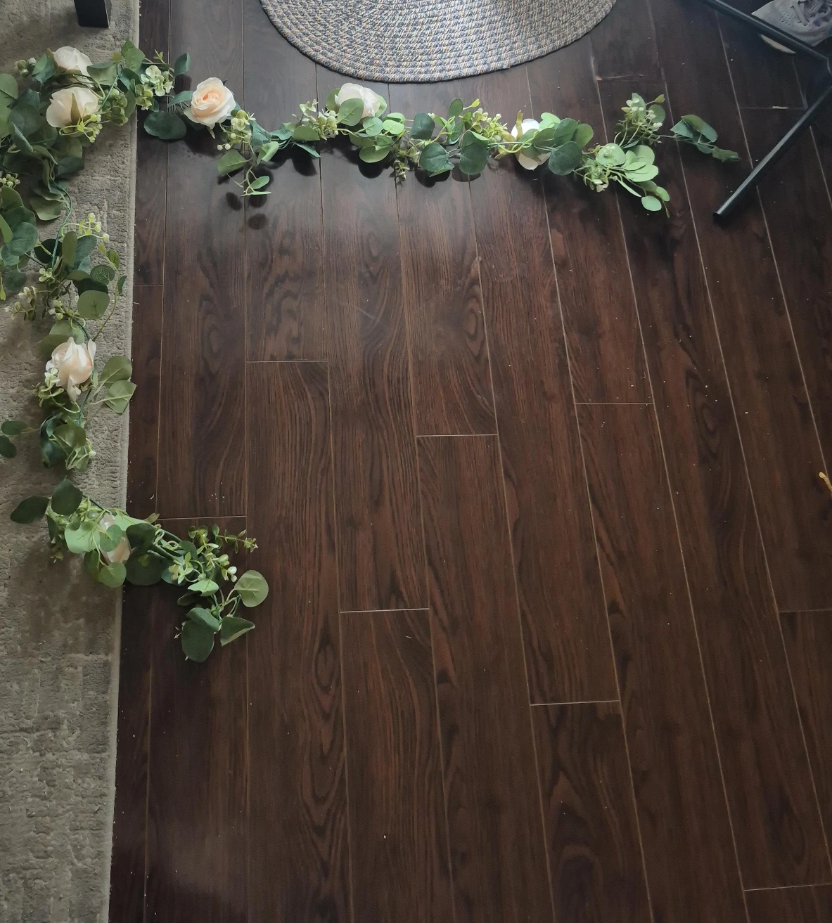 Wedding Decor - Faux Floral Garland with Roses and Eucalyptus