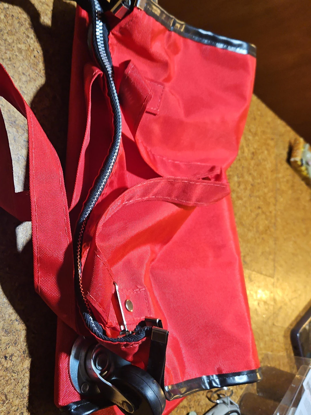 Red Rolling Shopping Cart Bag
