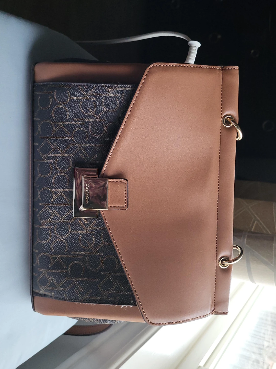 Calvin Klein Brown Monogram Satchel Handbag