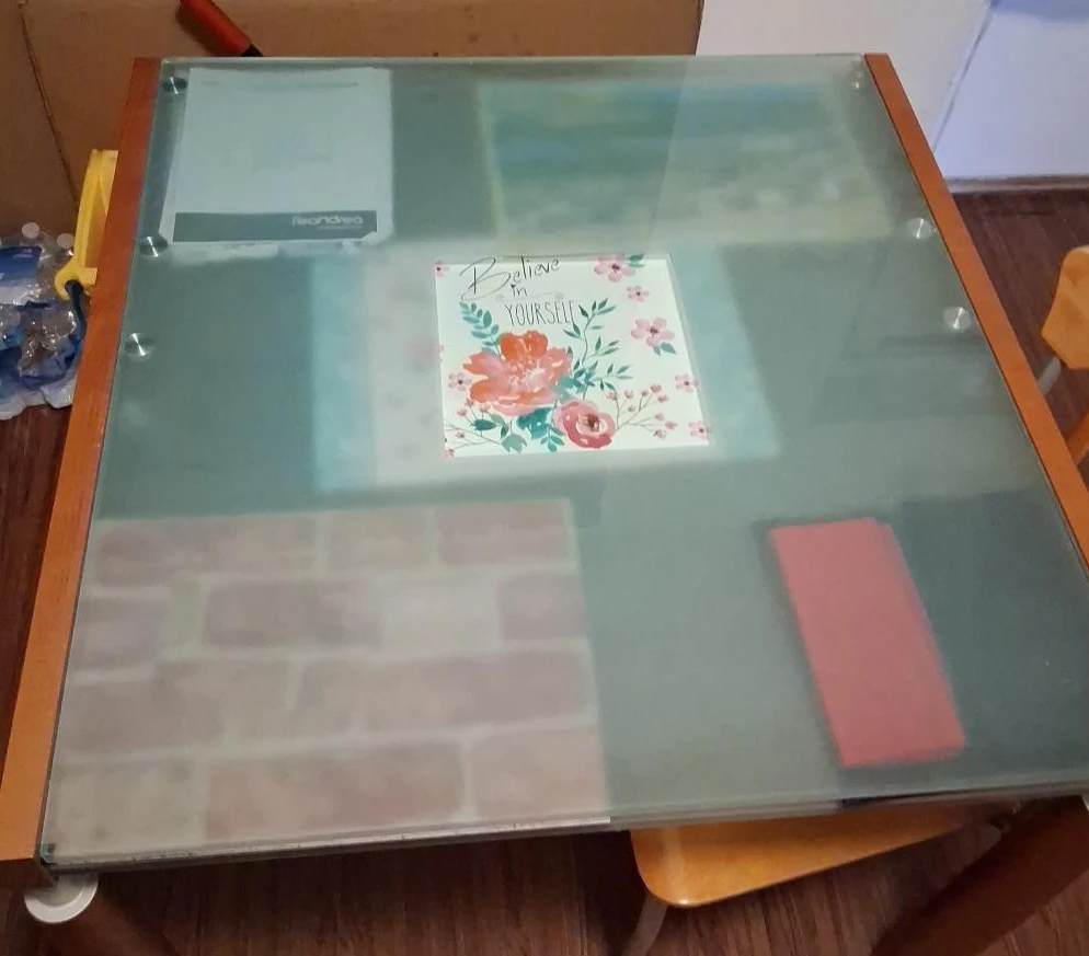 Glass Top Coffee Table with Wooden Frame