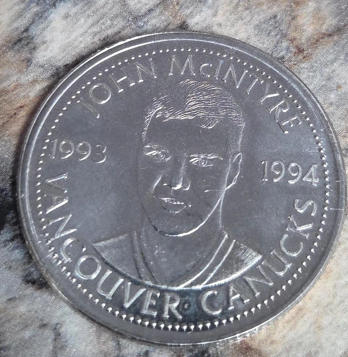 John McIntyre Vancouver Canucks Commemorative Coin 1993-1994