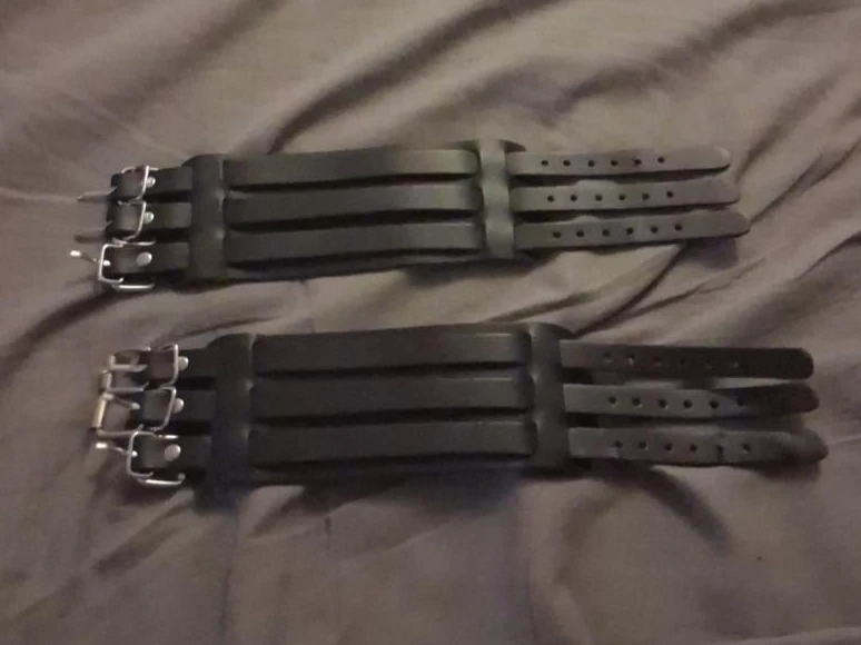 Leather Cuff Wristbands - Pair