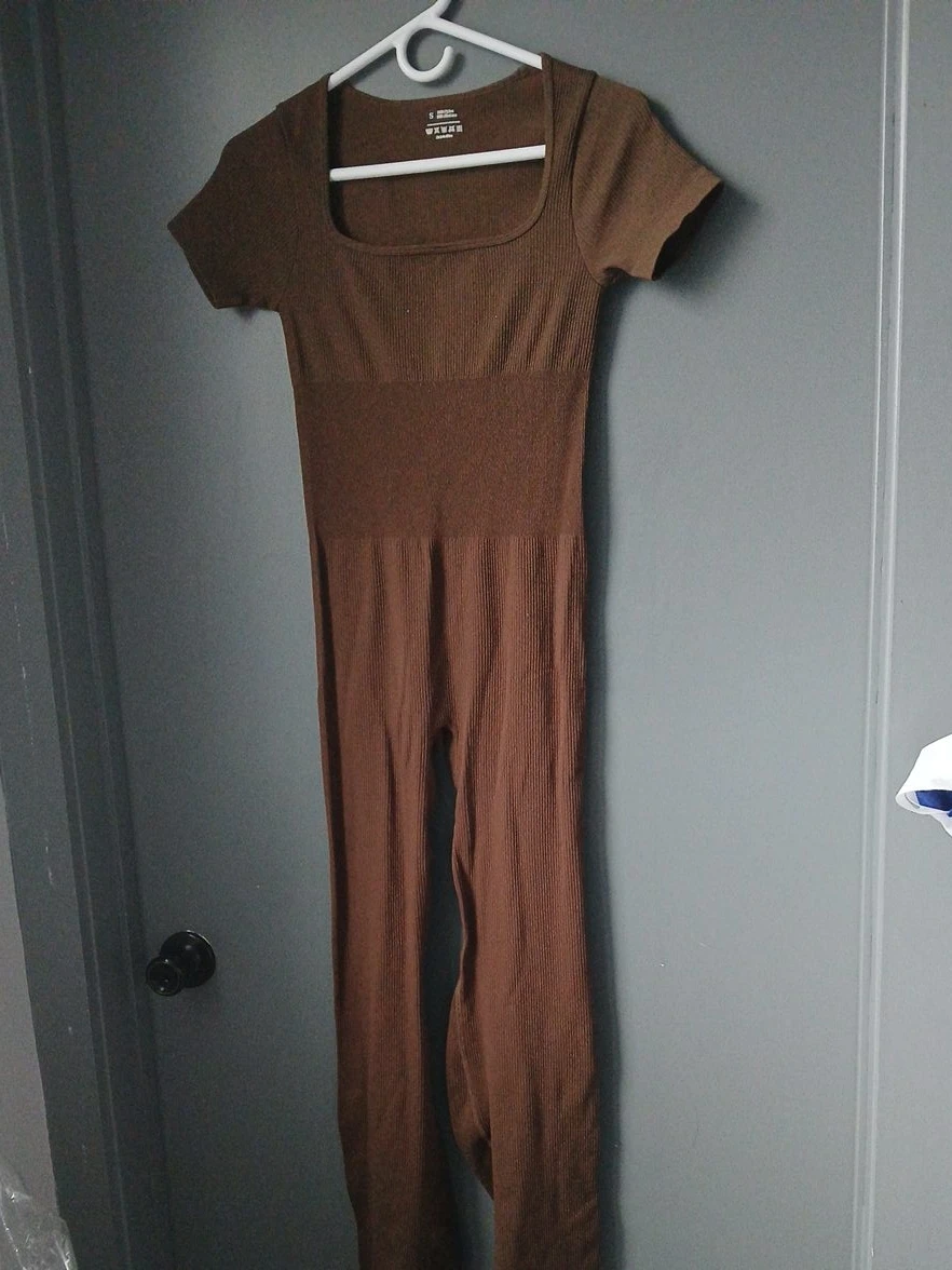Brown Ribbed Jumpsuit