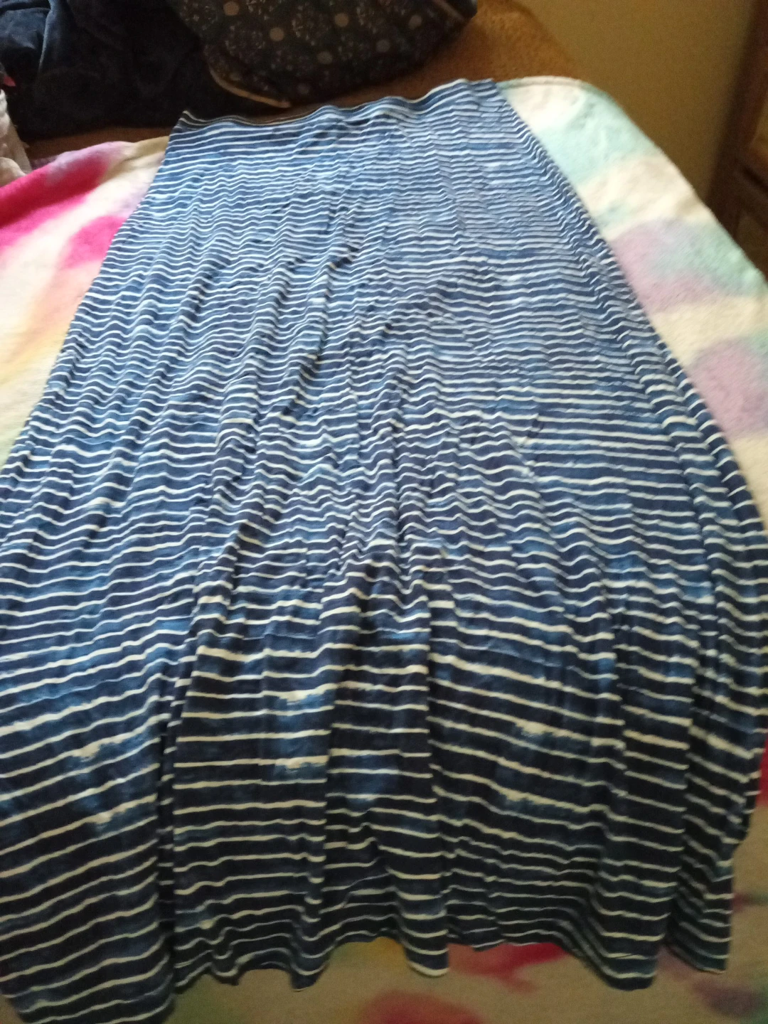 Blue and white striped maxi skirt