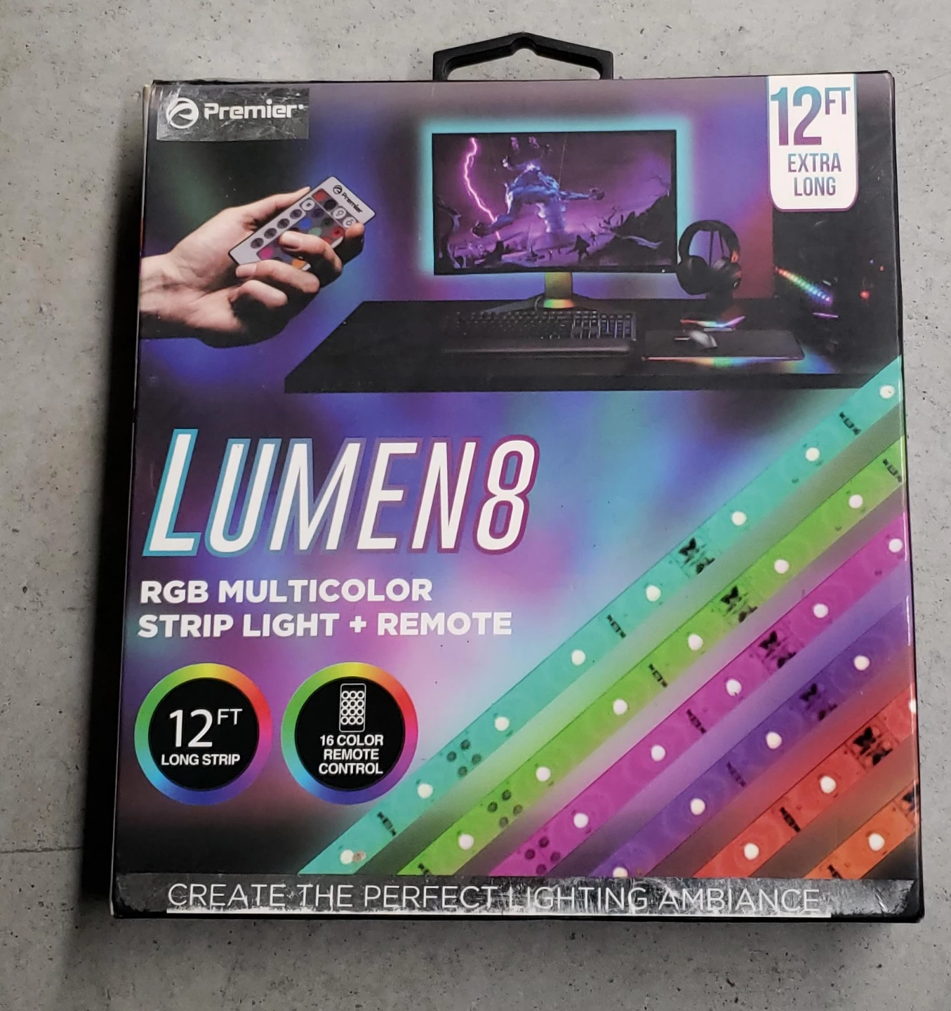Premier Lumen8 RGB Multicolor Strip Light 12FT with Remote