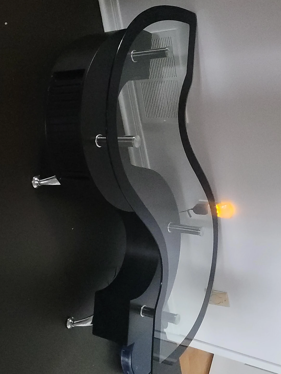 Black S-Shaped Glass Coffee Table