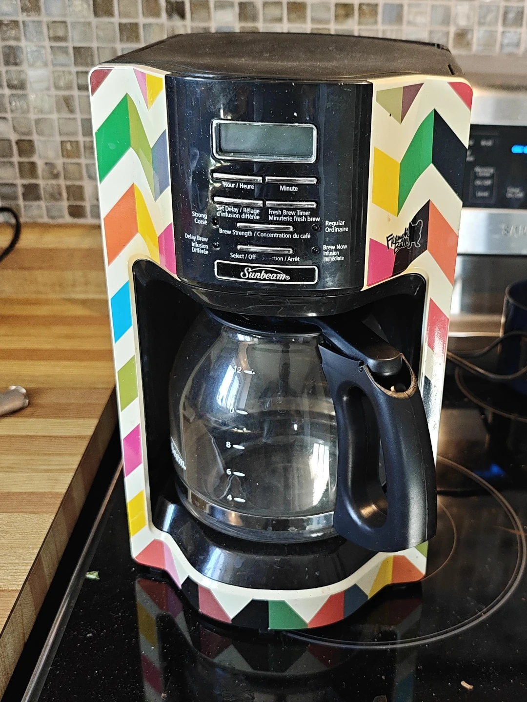 Sunbeam Coffee Maker - Black with Geometric Pattern