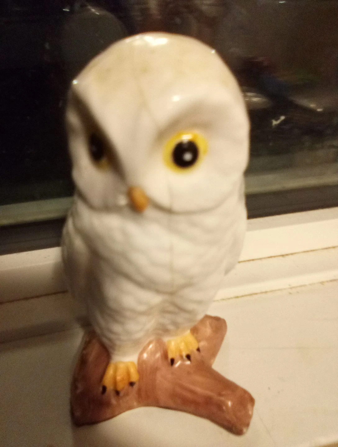 Ceramic White Owl Figurine