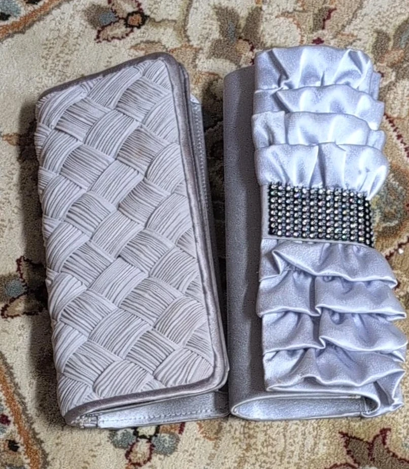 Silver Clutch and Wallet Set