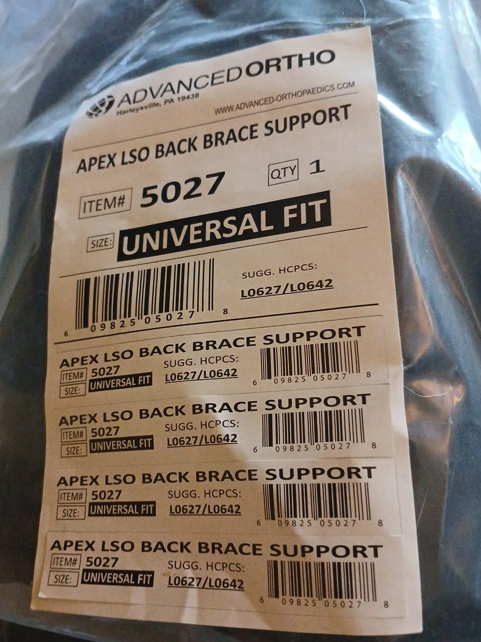 Advanced Ortho Apex LSO Back Brace Support - Universal Fit