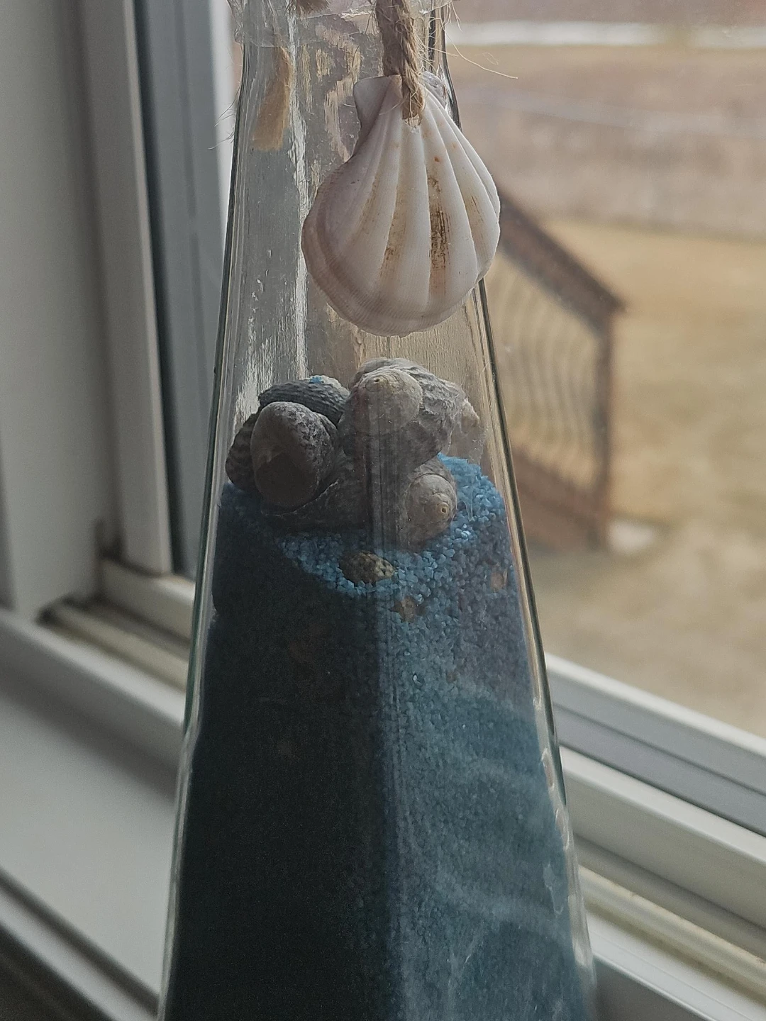 Decorative Glass Bottle with Sand and Shells