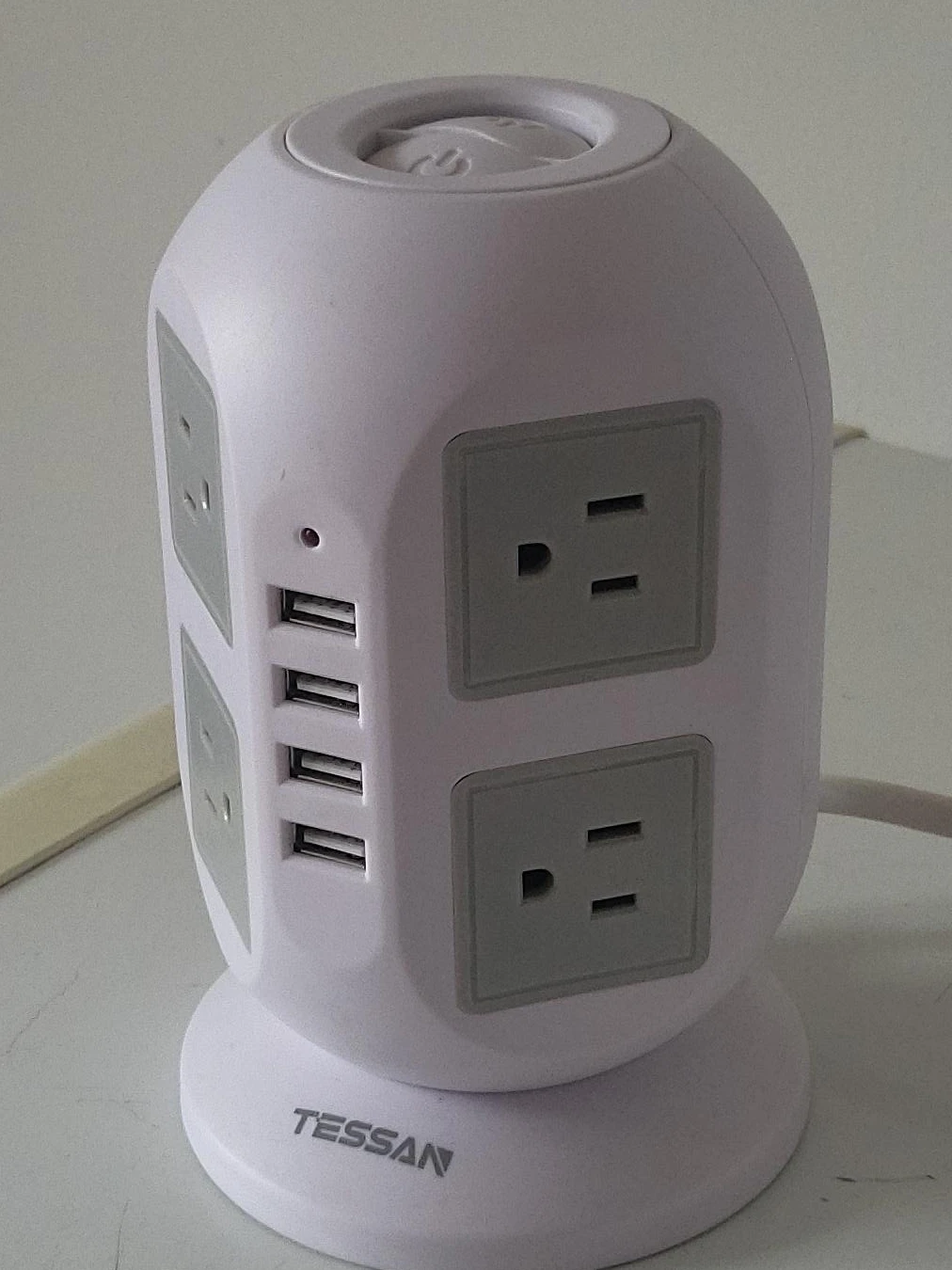 TESSAN Power Strip Tower with 4 USB Ports