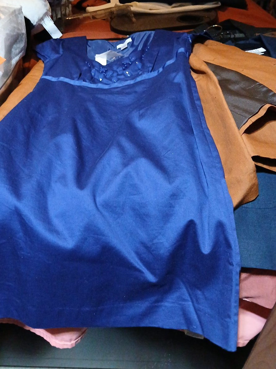 Blue Beaded Cap Sleeve Dress