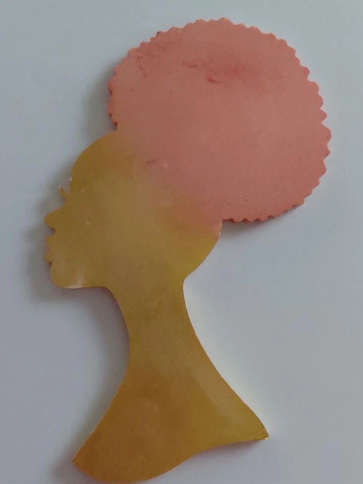 Resin Silhouette Art - Profile of Woman with Afro