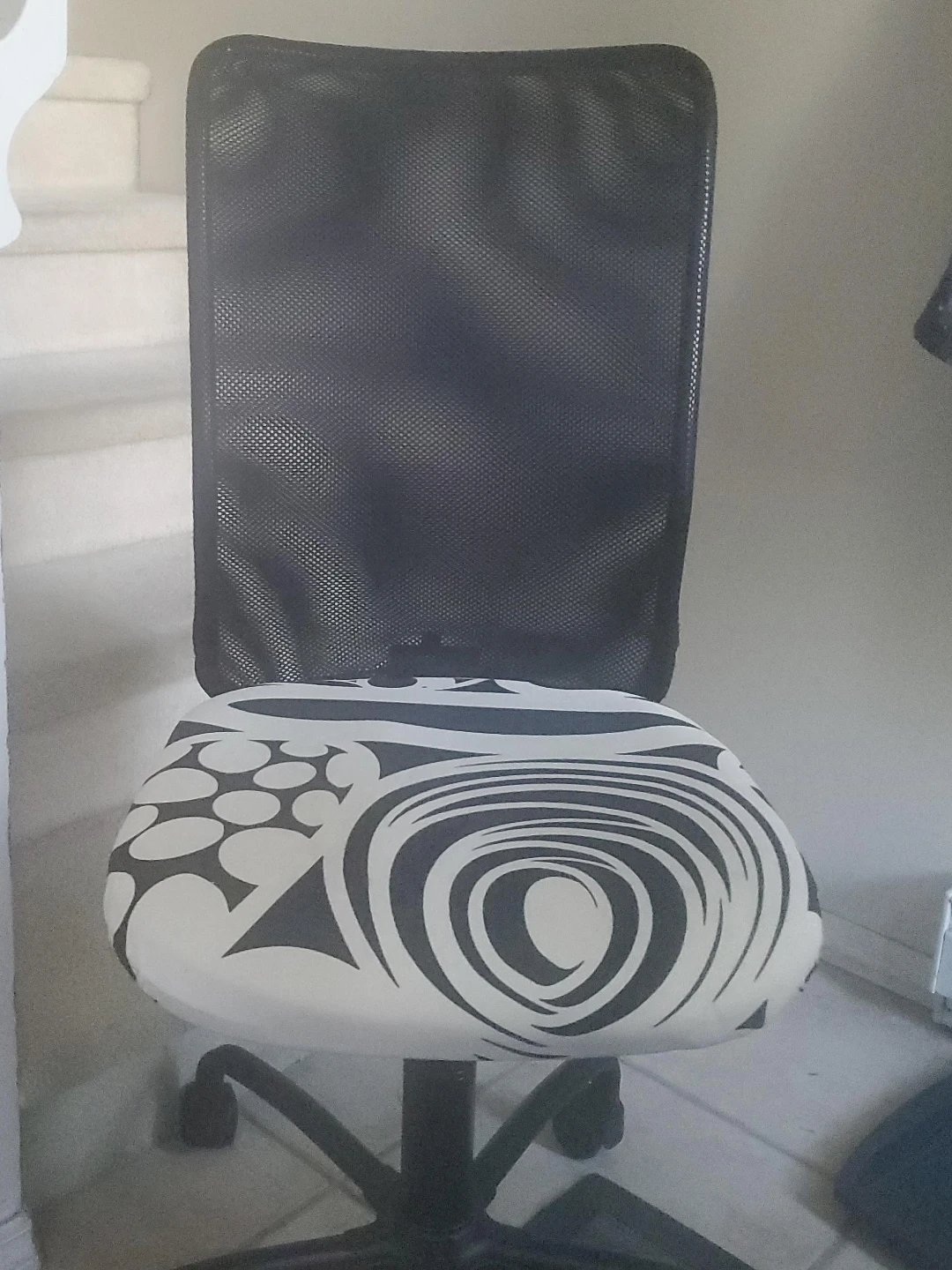 IKEA Office Chair with Custom Black and White Patterned Seat