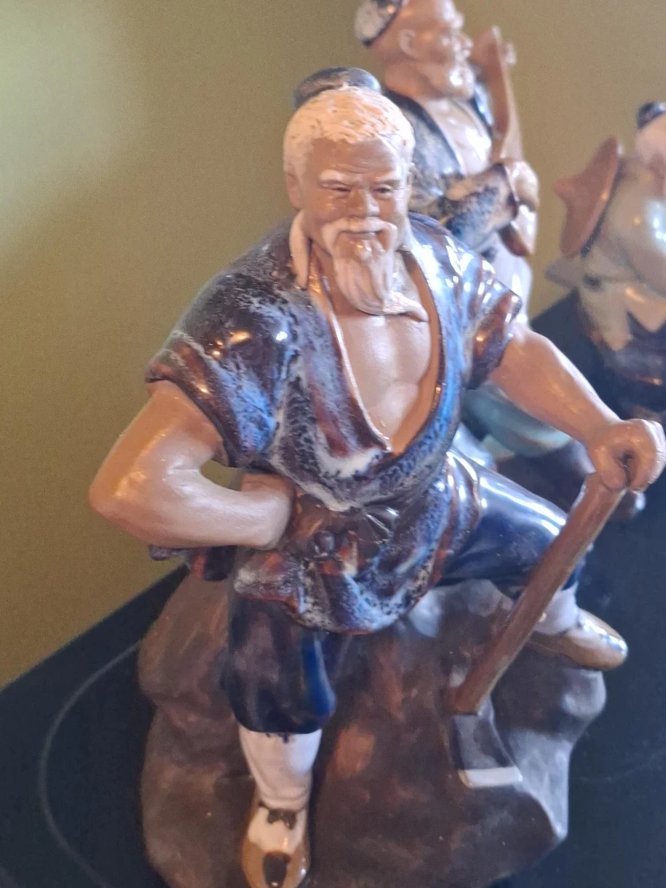 Set of 3 Vintage Ceramic Figurines - Fisherman, Musician, Worker