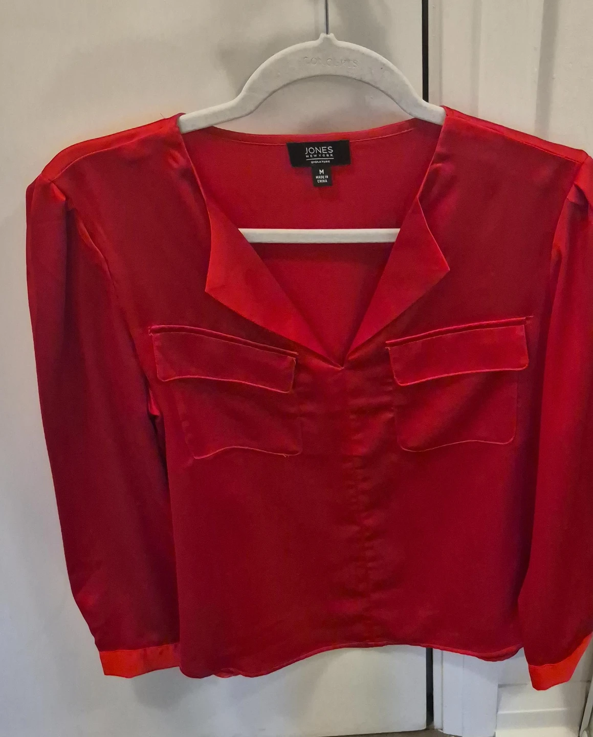 Jones New York Signature Red Button-Up Blouse - Medium