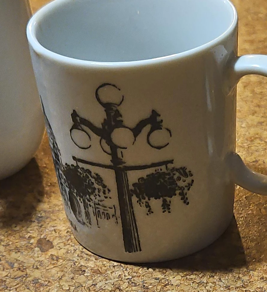 White Mug with Cityscape Design - Made in China