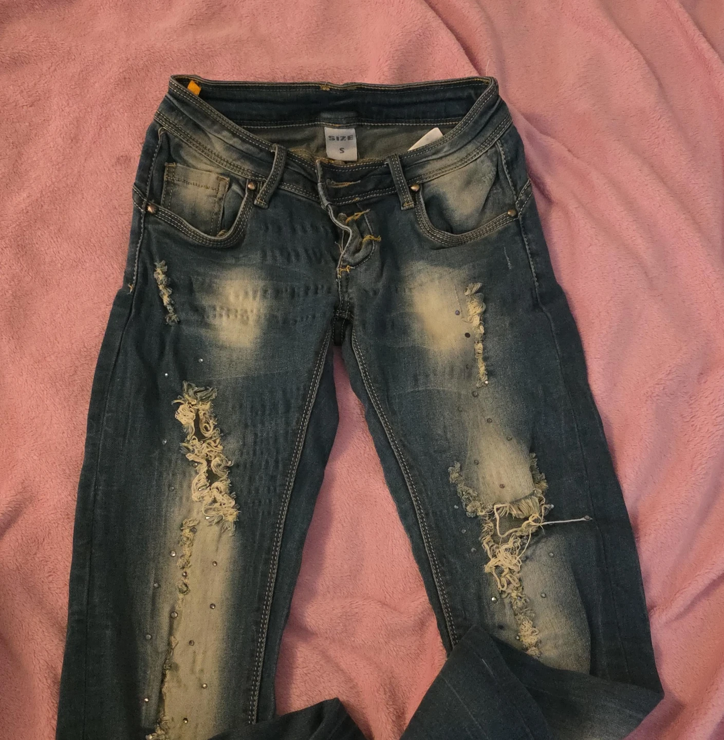 Women's Distressed Rhinestone Jeans Size S