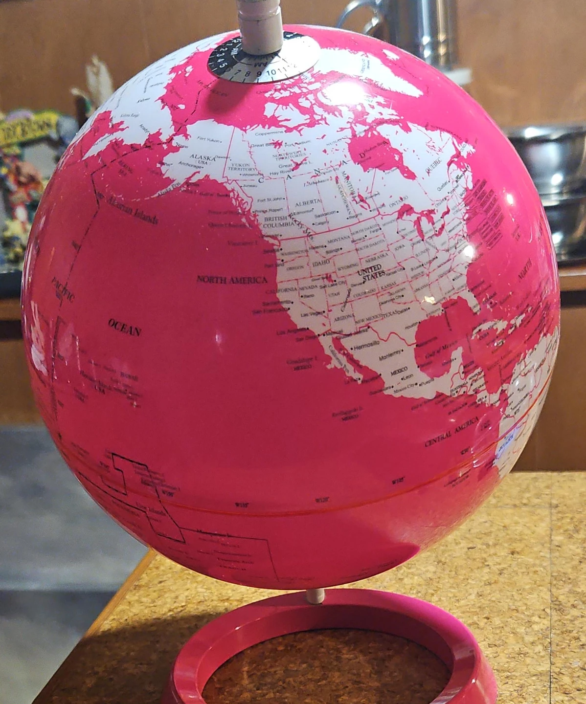 Pink Desktop Globe with World Map