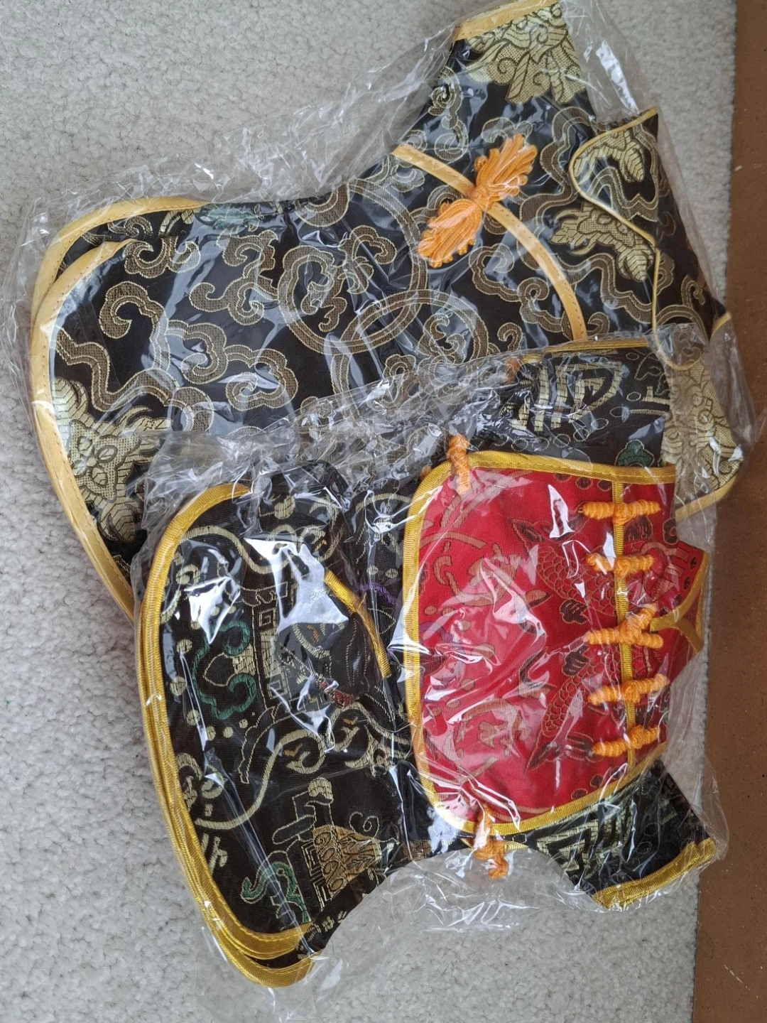 Brand New Chinese Silk Brocade Wine Bottle Covers - Set of 2